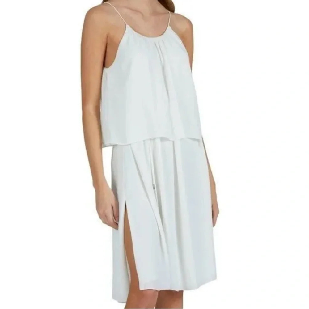 ATM Crepe Georgette Halter Dress in Chalk
